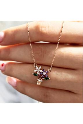 گردنبند جواهر صورتی زنانه سنگ passion silver - کد 853025194