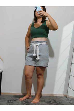 شلوارک و برمودا طوسی زنانه فاق بلند özgür giyim - کد 857279554