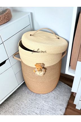 سبد لباس خاکی حصیر Bohemahomedecor - کد 857423764
