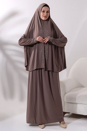 لباس حجاب قهوه ای زنانه اورسایز ihvanonline - کد 778804744