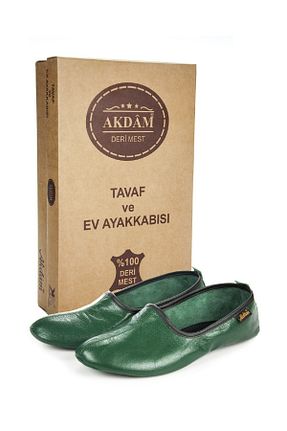 پاپوش سبز زنانه چرم خالص Akdam - کد 47453702