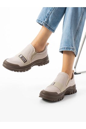 کفش اسنیکر بژ زنانه بند دار Alemdar Shoes - کد 857394394