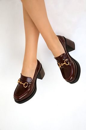 کفش پاشنه بلند کلاسیک زرشکی زنانه چرم مصنوعی SOHO - کد 854758553