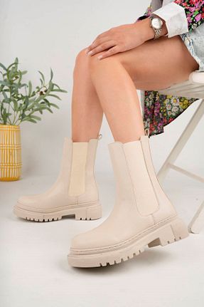 بوت / نیم بوت بژ زنانه چرم مصنوعی epaavm - کد 757617822