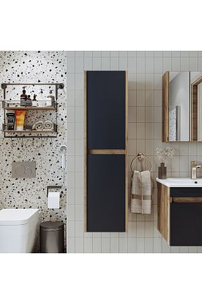 قفسه حمام طوسی چوب ROOMART - کد 239717573