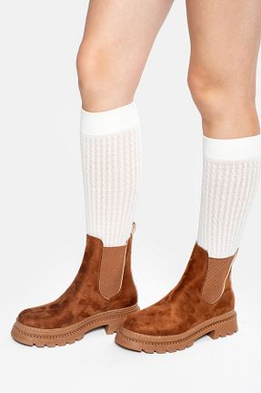 بوت / نیم بوت قهوه ای زنانه چرم مصنوعی Ömer Ediz Shoes - کد 856924667