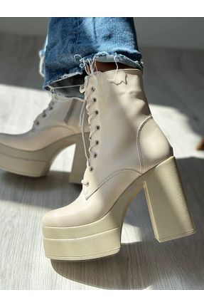 بوت / نیم بوت بژ زنانه چرم مصنوعی SHOEBOURNE - کد 856997278