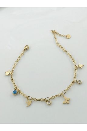 خلخال جواهر زرد زنانه استیل (فولاد) DS DİAMONDSHOP - کد 857007026
