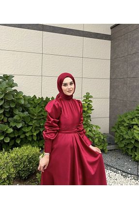 شال زرشکی زنانه شیفون BYATEİLER - کد 777552755