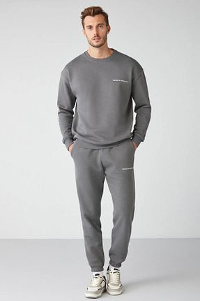 ست بالاتنه و پائین تنه طوسی زنانه بافتنی ufukmoda - کد 856742140