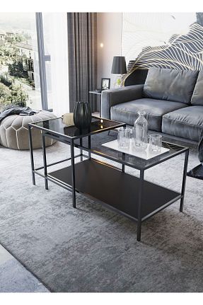 میز جلو مبلی مشکی فلزی Dekoport - کد 726698097