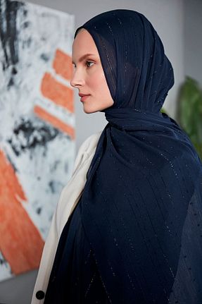 شال سرمه ای زنانه شیفون Scarf - کد 829693427