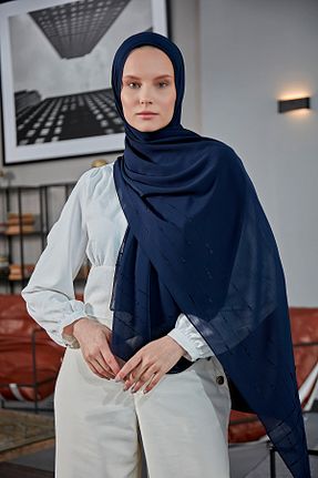شال سرمه ای زنانه شیفون Scarf - کد 817416576