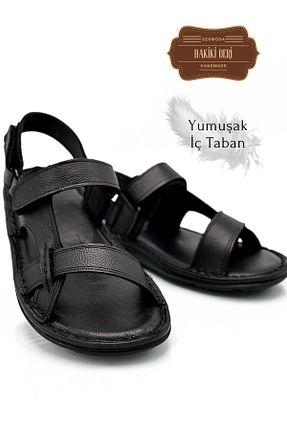 صندل مشکی مردانه پاشنه تخت sermoda - کد 855226245