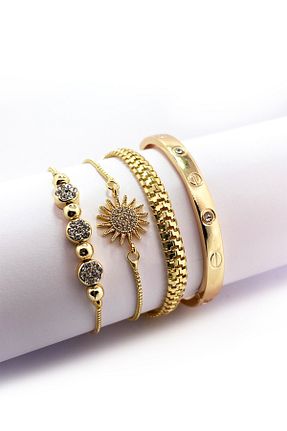 دستبند جواهر طلائی زنانه برنجی Onouqo - کد 851719198