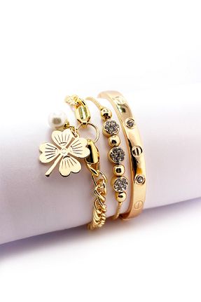 دستبند جواهر طلائی زنانه برنجی Onouqo - کد 851718405
