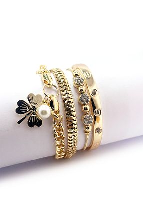 دستبند جواهر طلائی زنانه برنجی Onouqo - کد 851718735