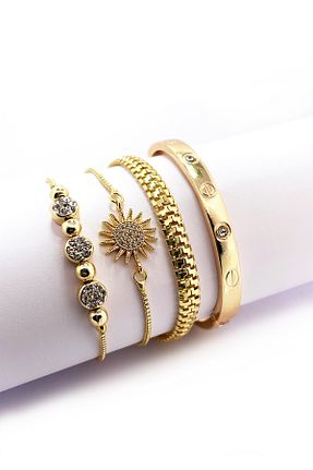 دستبند جواهر طلائی زنانه برنجی Onouqo - کد 851719198