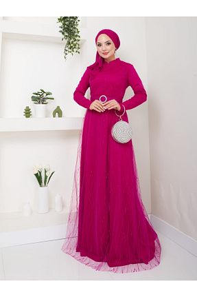 لباس مجلسی حجاب صورتی زنانه یقه ماهیگیر Genel Markalar - کد 857163862