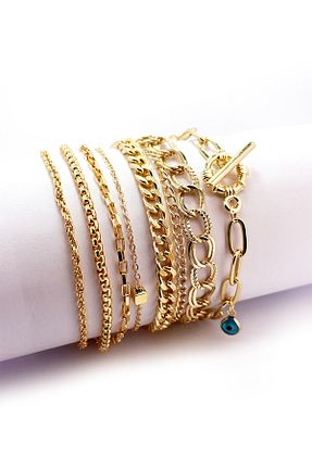 دستبند جواهر طلائی زنانه برنجی Onouqo - کد 851718985