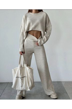 ست بالاتنه و پائین تنه طوسی زنانه تریکو Oyer Moda - کد 857208028