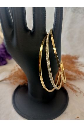 دستبند استیل (فولاد) طلائی زنانه استیل ضد زنگ LİLLY AND MOLLY JEWELERY - کد 857231618