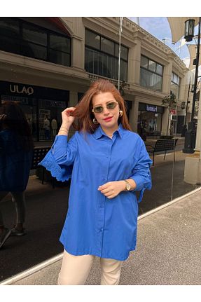پیراهن سرمه ای زنانه اورسایز Qaju - کد 813000765