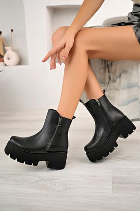 بوت / نیم بوت مشکی زنانه چرم مصنوعی Marka - کد 856038907