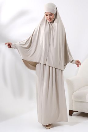 کلاه و ابایا بژ زنانه بافتنی ihvanonline - کد 359423952