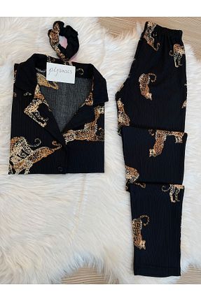 ست لباس راحتی مشکی زنانه پلنگی Pijamacs - کد 803832669
