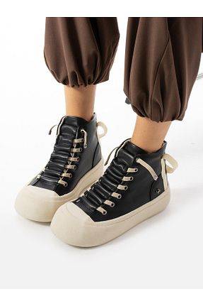 بوت / نیم بوت مشکی زنانه چرم مصنوعی Alemdar Shoes - کد 857396503