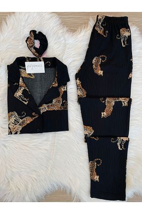 ست لباس راحتی مشکی زنانه پلنگی Pijamacs - کد 803832669
