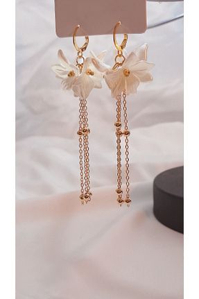 گوشواره جواهر سفید برنجی DD accessories - کد 835783160