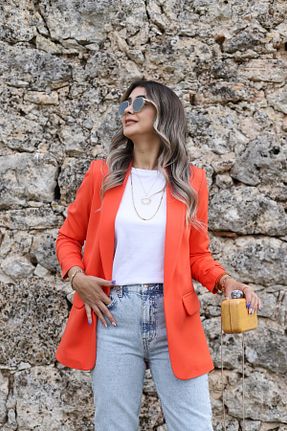 کت بلیزر نارنجی زنانه رگولار bytugcekaya - کد 782391306