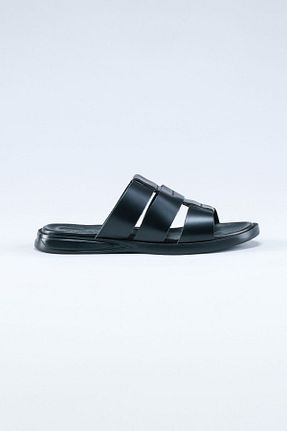 دمپائی مشکی مردانه چرم خالص CARFIER - کد 829753452