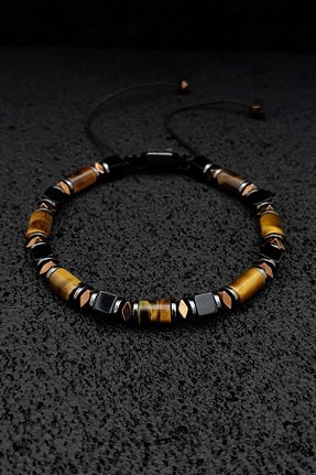 دستبند جواهر قهوه ای زنانه سنگ طبیعی Seven Art Jewelry - کد 758381416