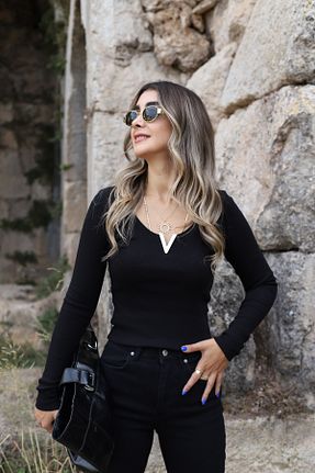 بلوز مشکی زنانه ساده bytugcekaya - کد 787544495