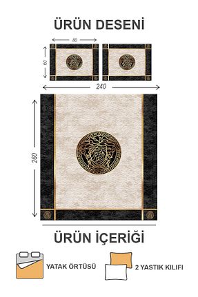 روتختی دونفره مشکی مخمل Doruklar Home Collection - کد 783290053