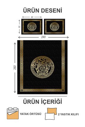 روتختی دونفره مشکی مخمل Doruklar Home Collection - کد 341863506