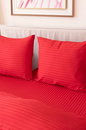ست ملحفه تکنفره قرمز پنبه ای Tekstil Home - کد 857502384