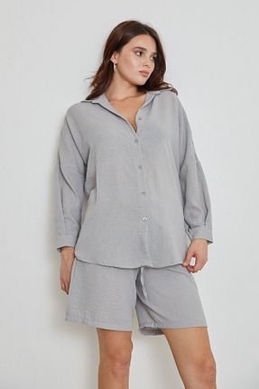 ست بالاتنه و پائین تنه طوسی زنانه بافتنی Genel Markalar - کد 769306797