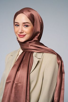 شال قهوه ای زنانه میکرو ساتن Modakaşmir - کد 855488882