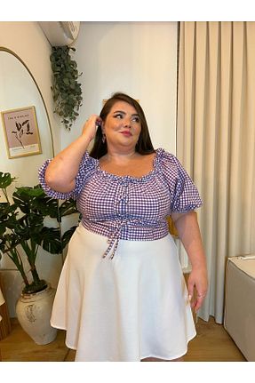 بلوز سایز بزرگ بنفش زنانه رگولار Kendinisevbutik - کد 752369796