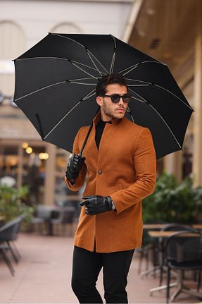 پالتو پشمی قهوه ای مردانه تنگ ukdwear - کد 782376428