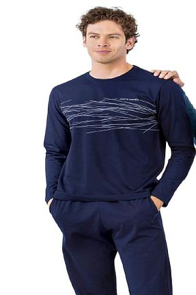 ست لباس راحتی سرمه ای مردانه چاپی Pierre Cardin - کد 857620210