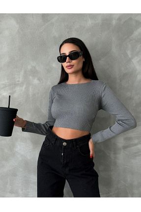 پلیور طوسی زنانه ساده ZB Moda - کد 857599569