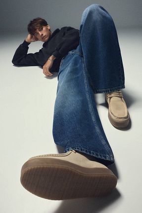 بوت / نیم بوت نباتی مردانه چرم خالص Pull & Bear - کد 857604024