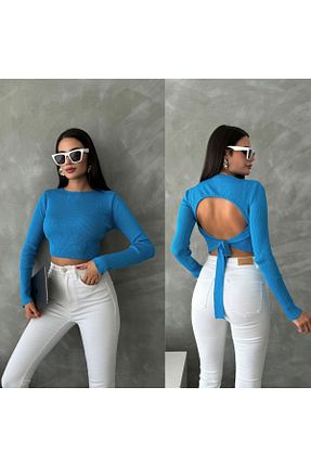 پلیور آبی زنانه ساده ZB Moda - کد 857606137
