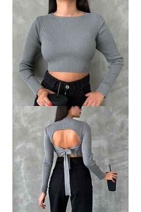 پلیور طوسی زنانه ساده ZB Moda - کد 857599569