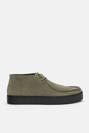 بوت / نیم بوت سبز مردانه چرم خالص Pull & Bear - کد 857619330